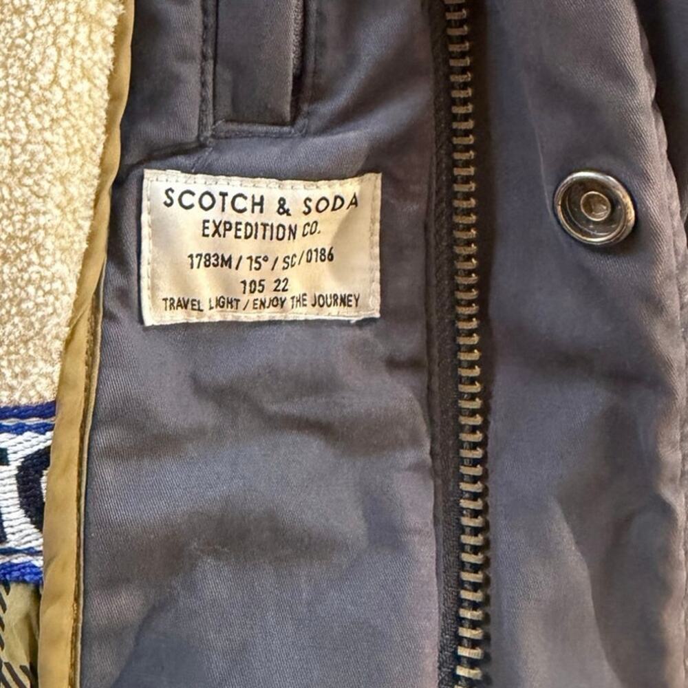 Scotch & Soda Teddy Lined Men's Parka Large Winter Fishtail Camping Field Jacket - Picture 13 of 16